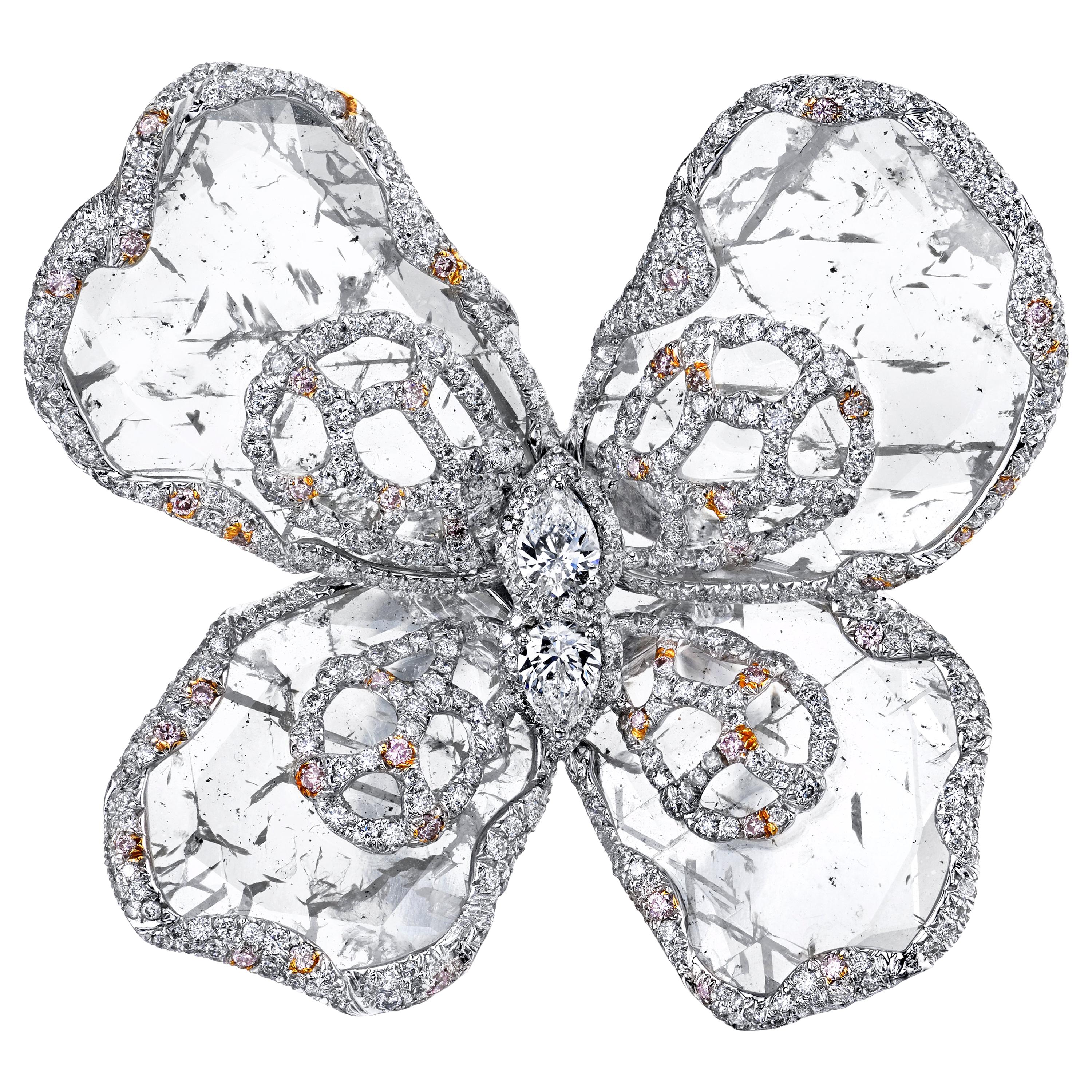 Flat Diamond Butterfly Ring For Sale