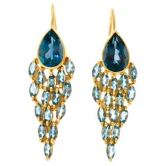 Aquamarine Blue Topaz 18 Karat Gold Earrings by Lauren Harper