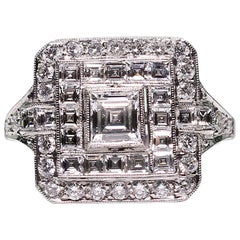 Platinum Vintage Diamond Art Deco Antique Engagement Ring