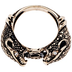 White Diamond Jaguar Ring Bronze Antique Style J Dauphin