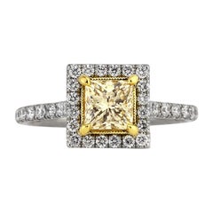 Mark Broumand 1.67 Carat Fancy Light Brown Yellow Princess Cut Diamond Ring