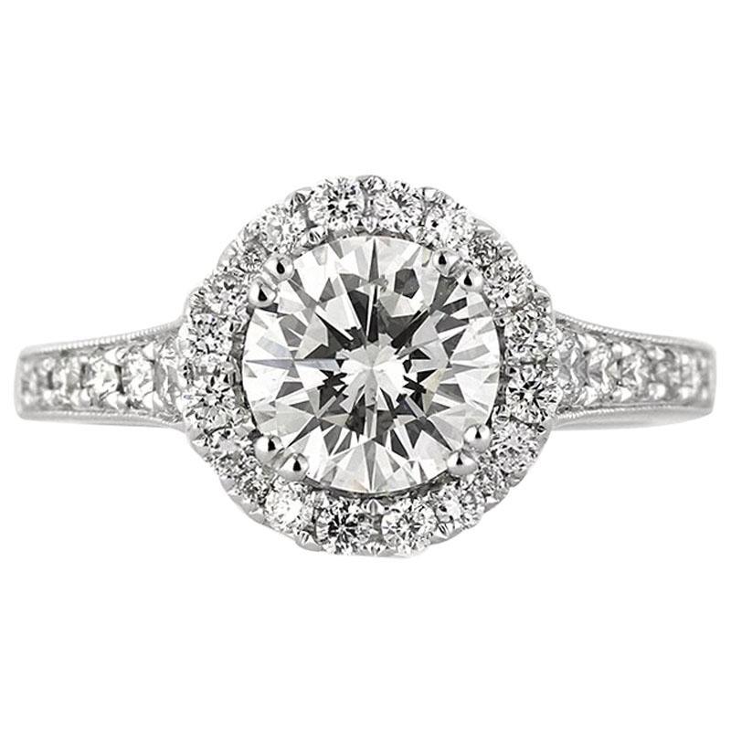 Mark Broumand 2.18 Carat Round Brilliant Cut Diamond Engagement Ring