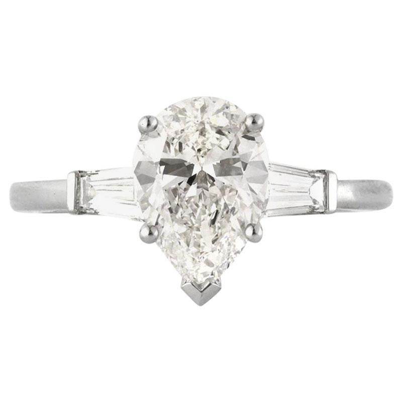 Mark Broumand 2.15 Carat Pear Shaped Diamond Engagement Ring