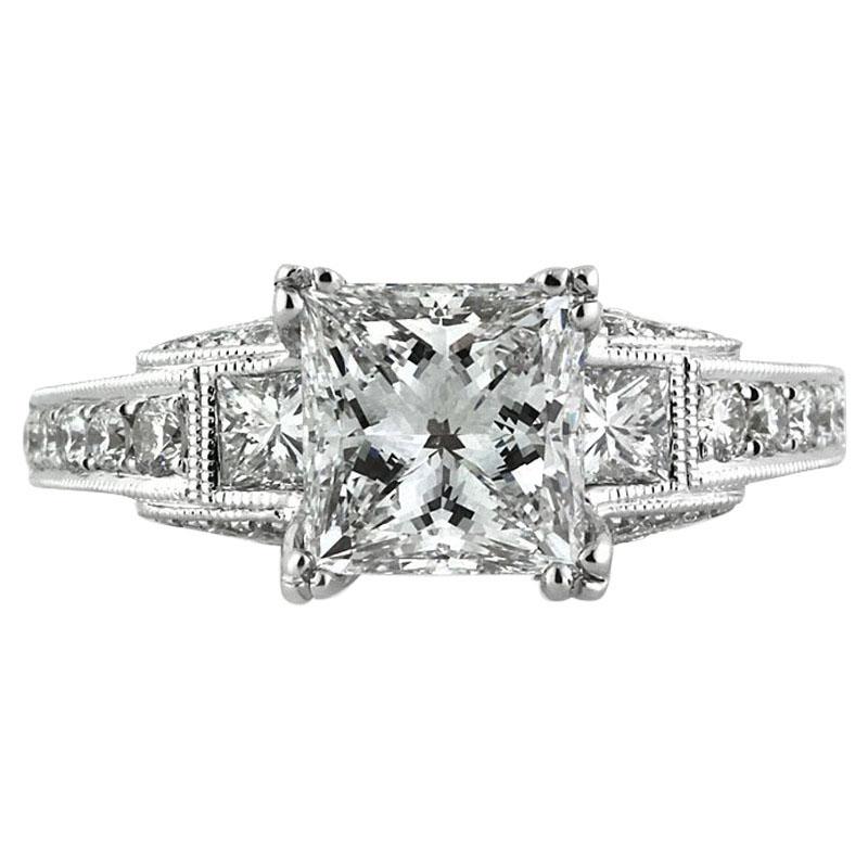 Mark Broumand 2.95 Carat Princess Cut Diamond Engagement Ring