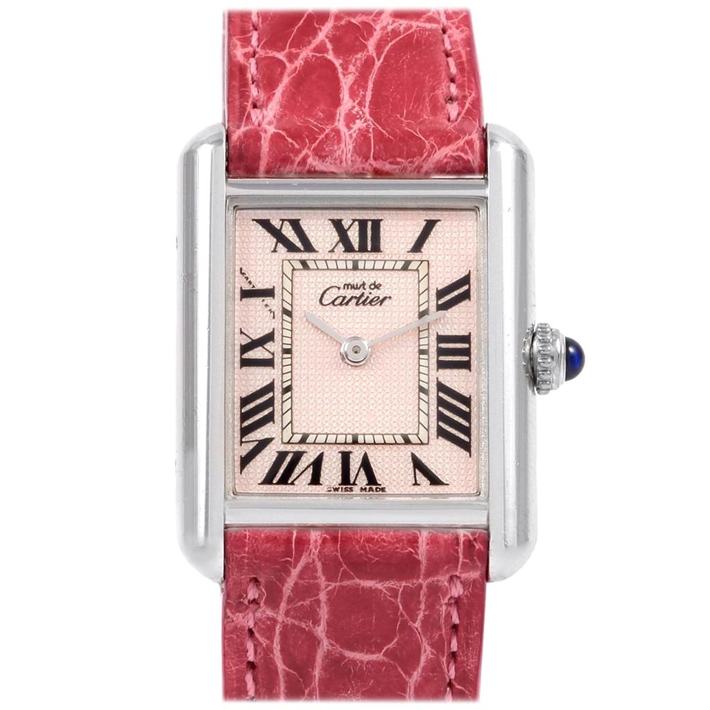 Cartier Tank Louis Must Silver Rose Strap Ladies Watch
