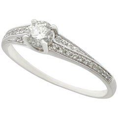 Contemporary Diamond Platinum Solitaire Engagement Ring