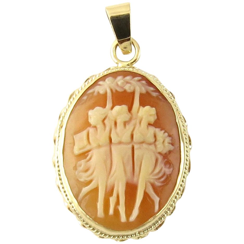 14 Karat Yellow Gold Cameo Pendant