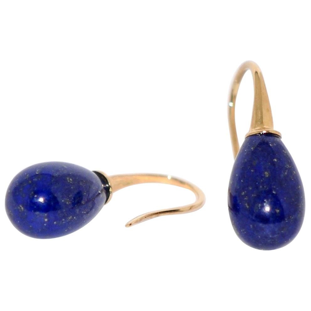 Lapis Lazuli and Yellow Gold 18 Karat Drop Earrings
