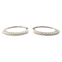 10 Karat White Gold Diamond Hoop Earrings