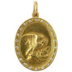 Medallic Art Company 14 Karat Yellow Gold and Diamond Mother Eagle Pendant