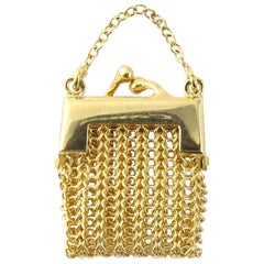 Vintage 14 Karat Yellow Gold Mesh Change Purse Pendant