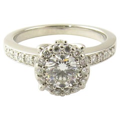 Platinum Halo Round Brilliant Diamond Engagement Ring .65 Carat