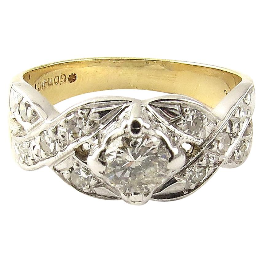 Vintage 14 Karat Diamond Engagement Ring Wrap Enhancer For Sale at