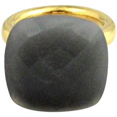 Grey Moonstone Yellow Gold-Plated Ring