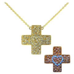 Yellow Gold Cross Pendant 'DIAMOND LOVE'
