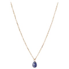 Blue Sapphire Drop Necklace in Yellow Gold by Allison Bryan