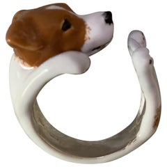 Silver Enamel Jack Russell Dog Ring