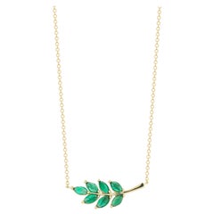 .92 Carat Emerald Leaf Necklace