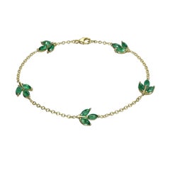 1.95 Carat Emerald Five-Leaf Bracelet