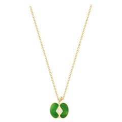 Jade and Diamond Apple Pendant Necklace