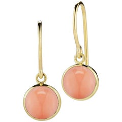Coral Cabochon Dangle Earrings