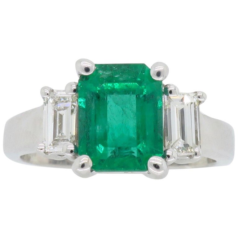 Emerald and Diamond Three-Stone Ring at 1stDibs | three stone emerald ...