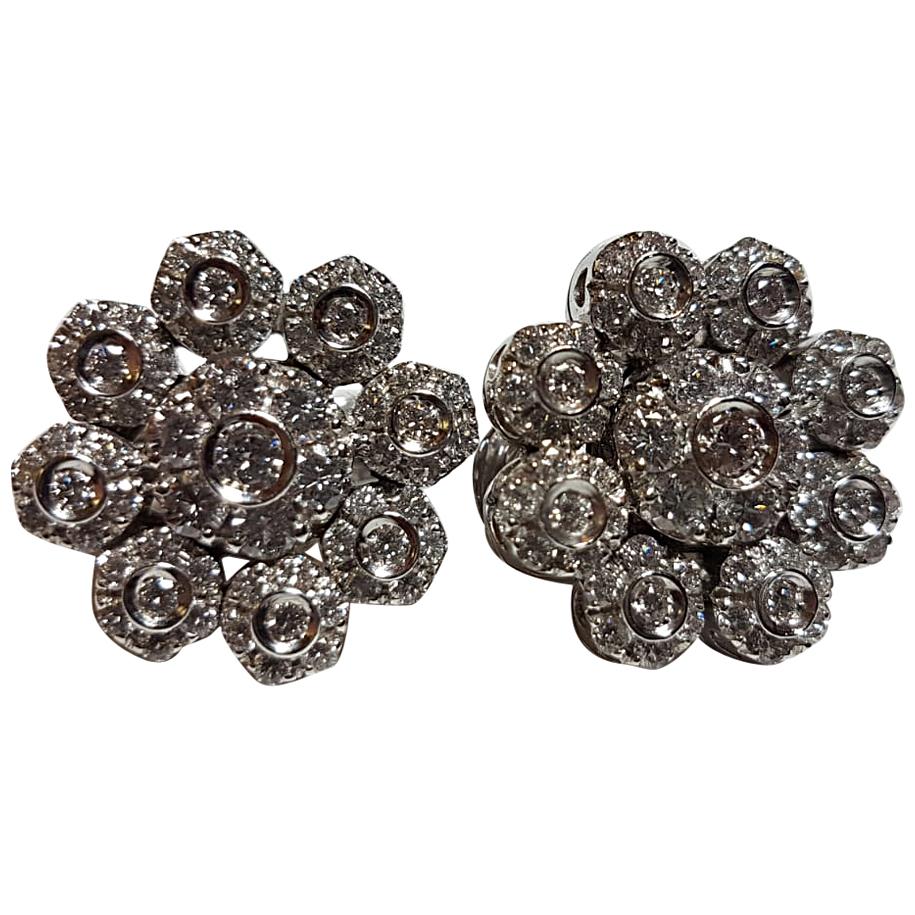 Pasquale Bruni White Gold Diamond Floral Stud Earrings For Sale