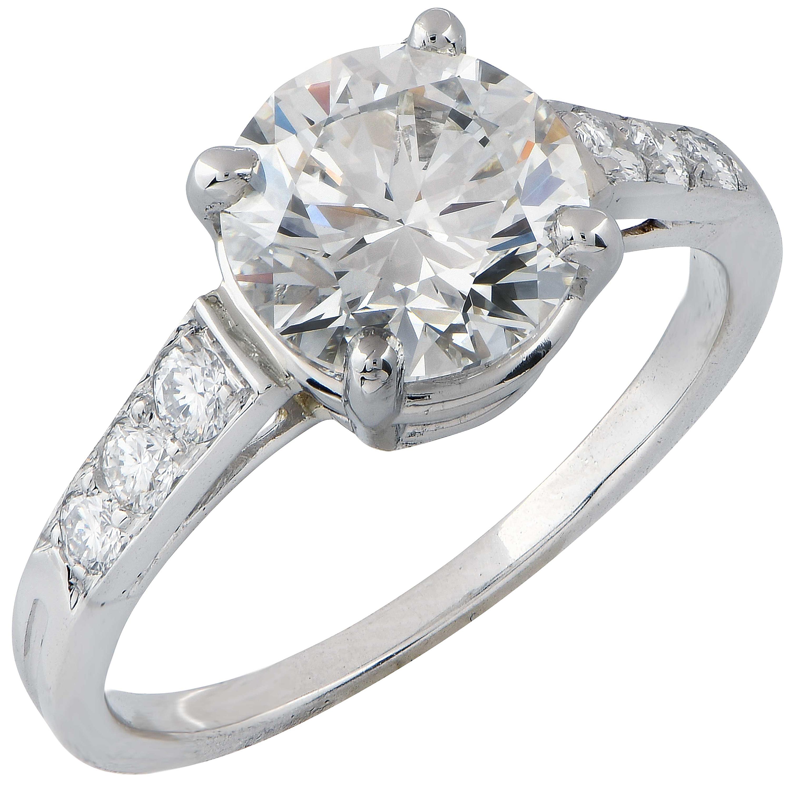 2.13 Carat GIA H / VVS2 Round Brilliant Cut Diamond on Platinum Engagement Ring