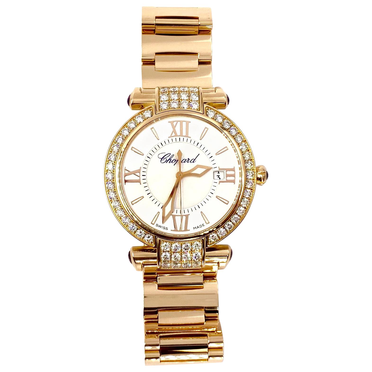 Chopard 18 Karat Rose Gold and Diamond Imperiale Watch For Sale