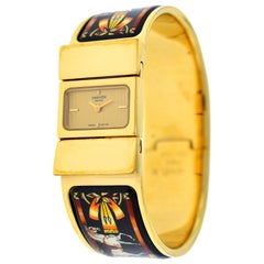 Hermes Paris Loquet L01.201 Gold-Plated Bracelet Quartz Watch