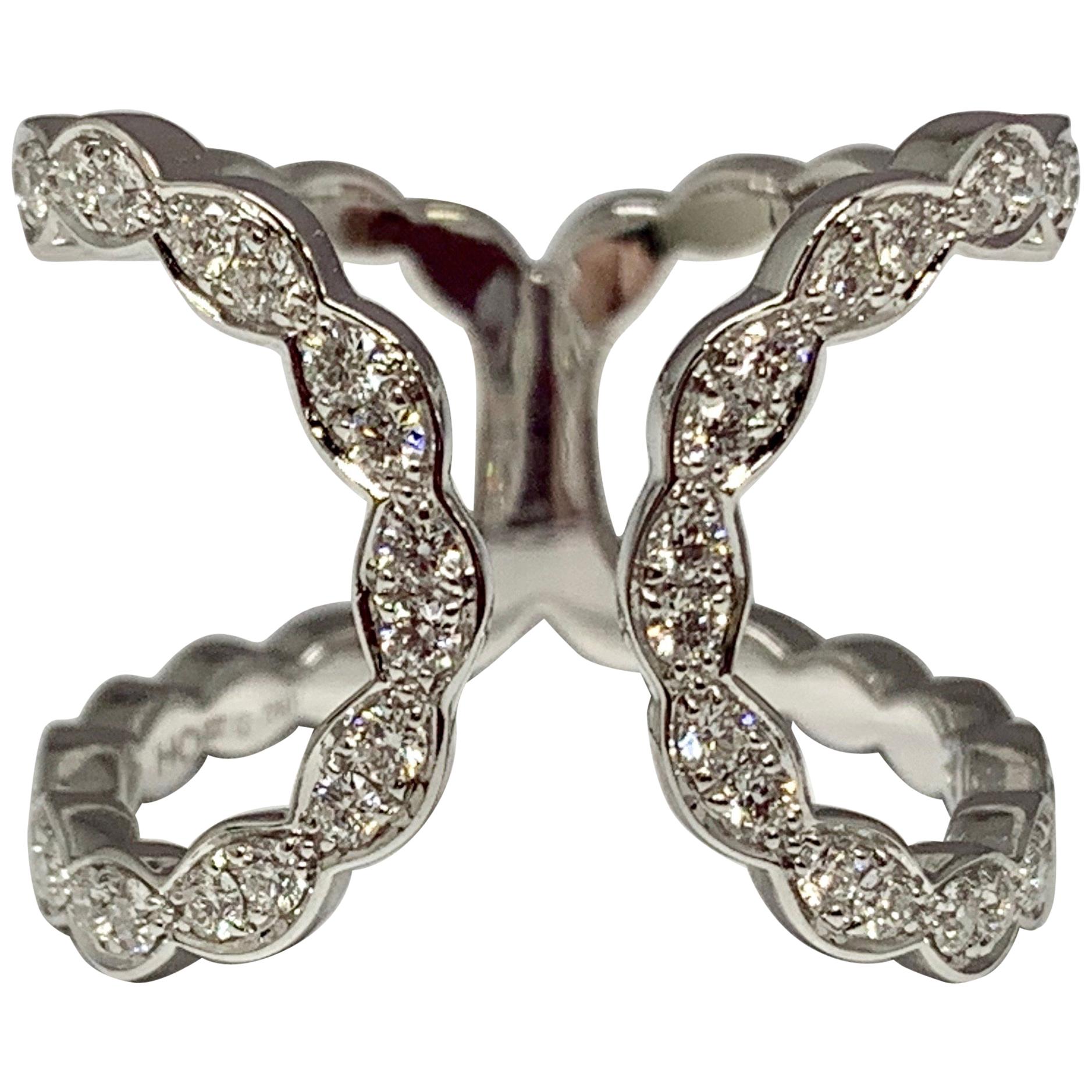 18 Karat White Gold 0.58 Carat Hearts on Fire Lorelei Floral Diamond Ring For Sale