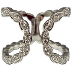 Used 18 Karat White Gold 0.58 Carat Hearts on Fire Lorelei Floral Diamond Ring