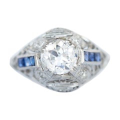 Antique GIA Certified 1.07 Carat Diamond Platinum Engagement Ring