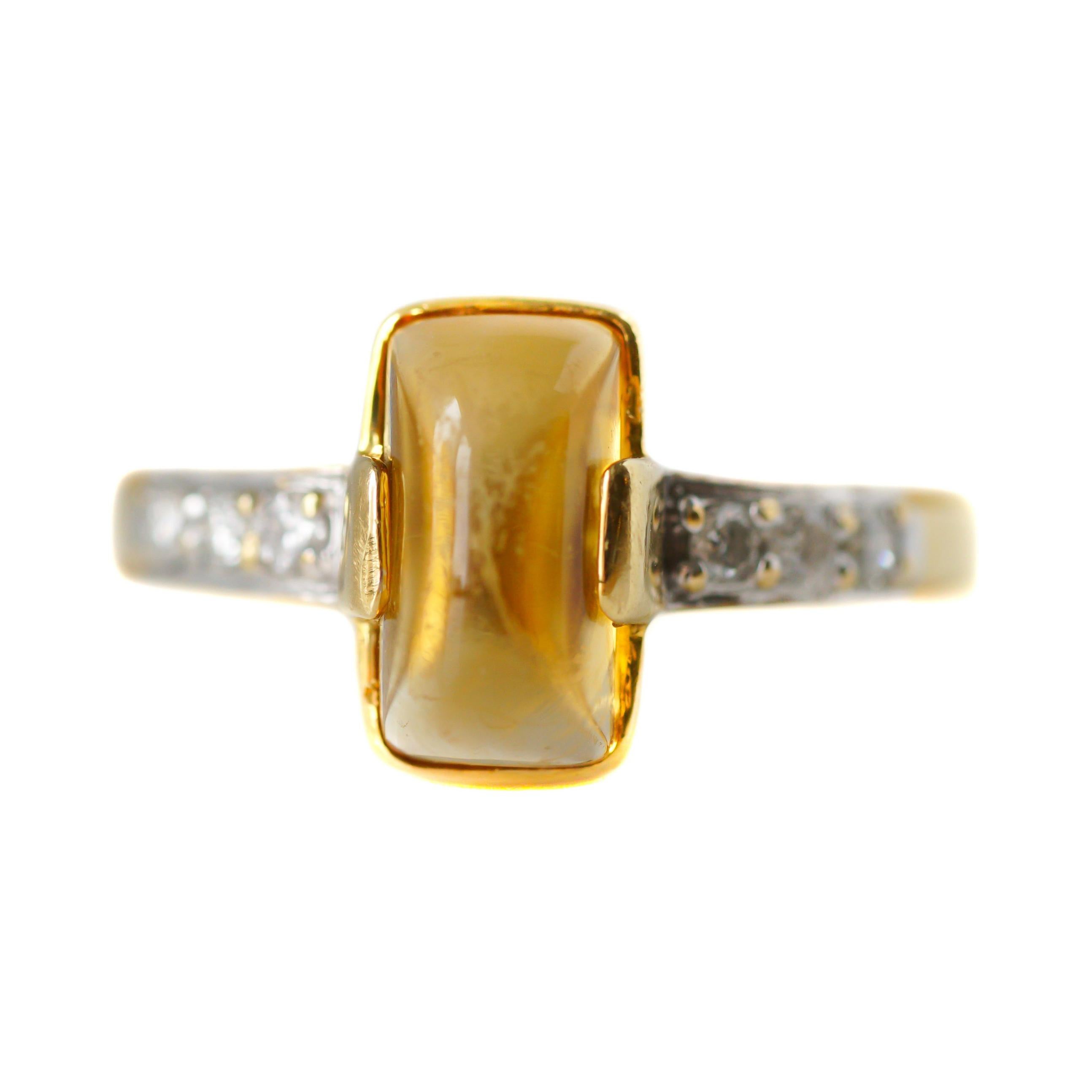 1 Carat Yellow Sapphire and Diamond 18 Karat Yellow Gold Ring