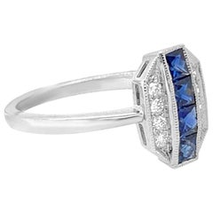 14K White Gold 0.57ct Sapphire and Diamond Ring