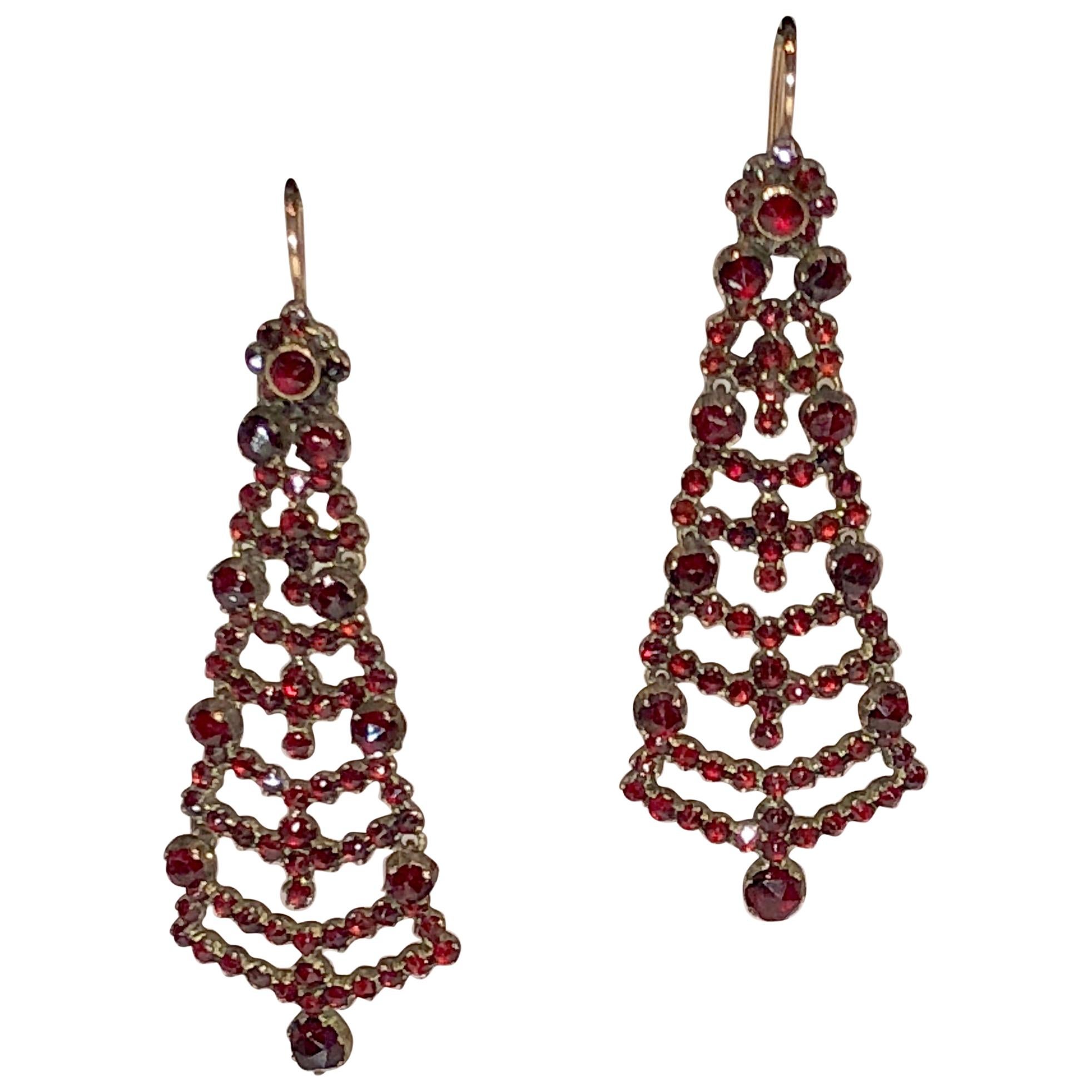 Victorian Garnet Chandelier Earrings