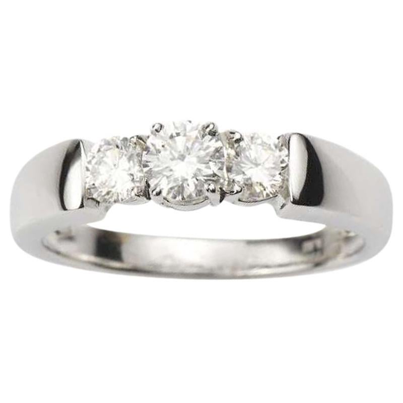 Vivid Diamonds Three-Stone 3.19 Carat Diamond Engagement Ring at 1stDibs