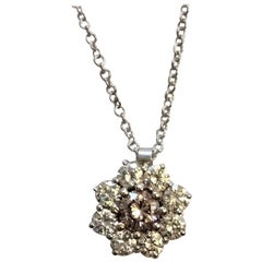 0.43 Carat Fancy Color Pink Diamond 0.70 Carat Diamonds Gold 18 Karat Necklace
