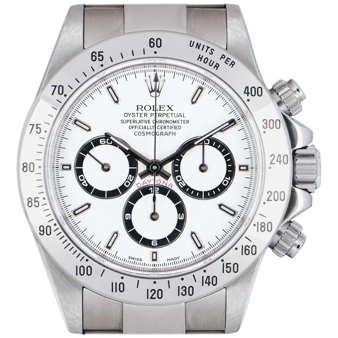 Rolex Daytona Stainless Steel Zenith Movement White Dial Automatic Watch