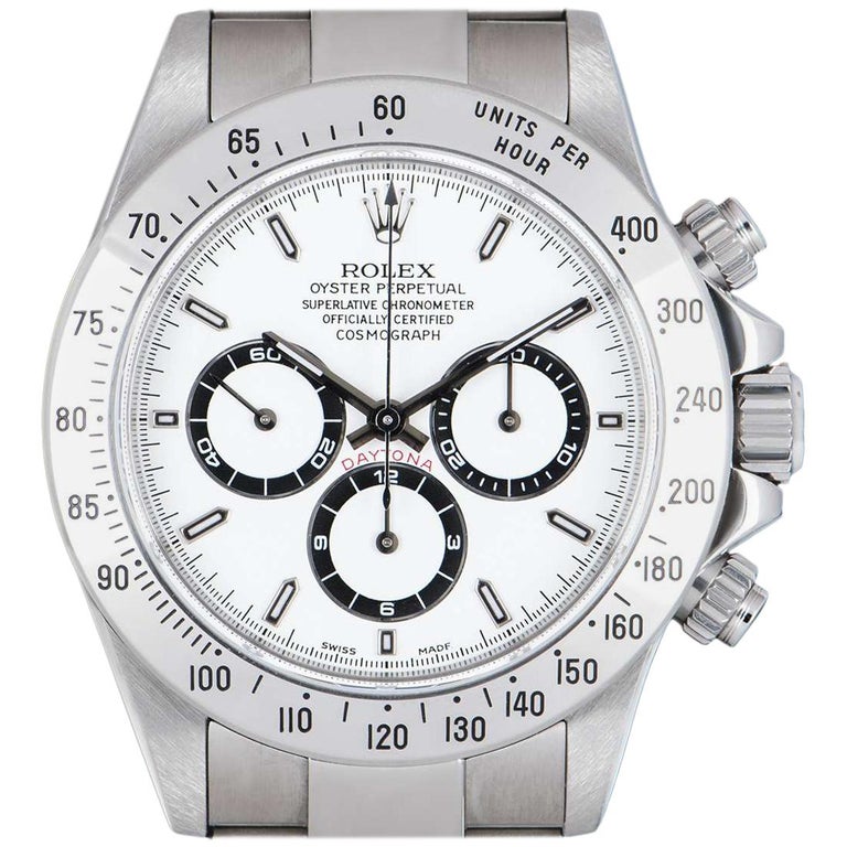Rolex Daytona Stainless Steel Zenith Movement White Dial Automatic Watch at  1stDibs | rolex daytona 1995, rolex 116520 movement, rolex daytona steel  white dial