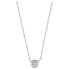 White Gold 12-Point Diamond Bezel Set Pendant Necklace