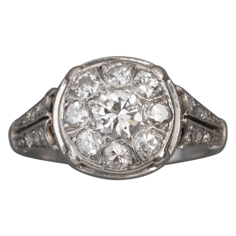 French Art Deco Ring, Platinum and Diamonds