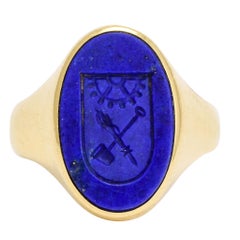 Antique Edwardian Goldsmith's Intaglio Lapis Signet Ring