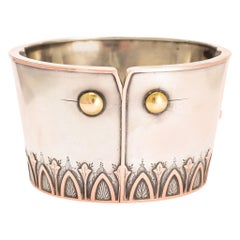 Giant Victorian Silver Rose Gold Cuff Bangle