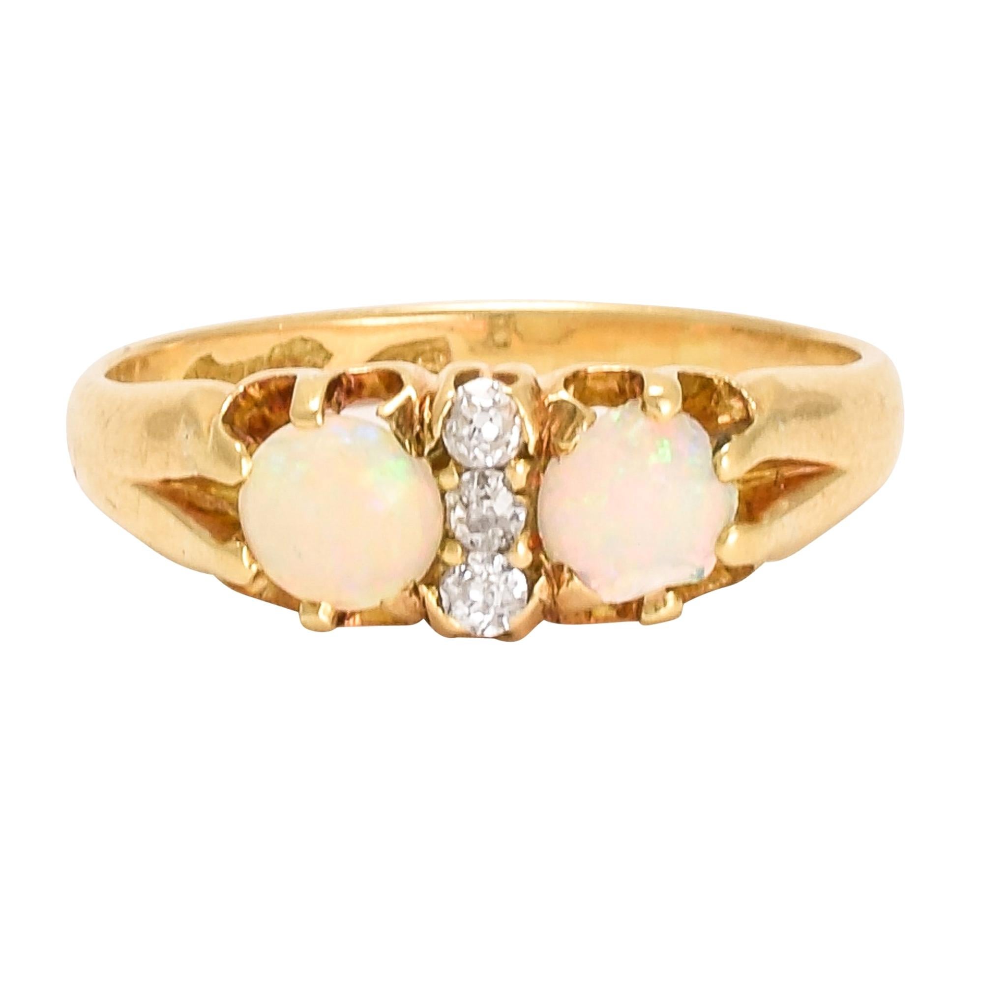 Late Victorian Opal Diamond Ring