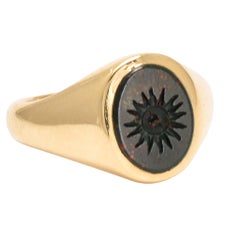 Vintage "Sun & Acorn" Bloodstone Intaglio Signet Ring