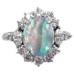 Opal Diamond Platinum Estate Ring