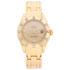 Used Rolex Lady Datejust Pearlmaster 18 Karat Yellow Gold Ladies 69318