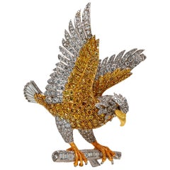 Broche d'aigle d'Amérique en or 18 carats