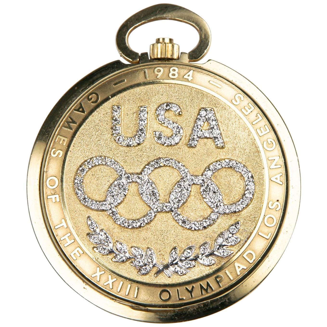 Longines 1984 Limited Edition 14 Karat Gold Olympic Pocket Watch